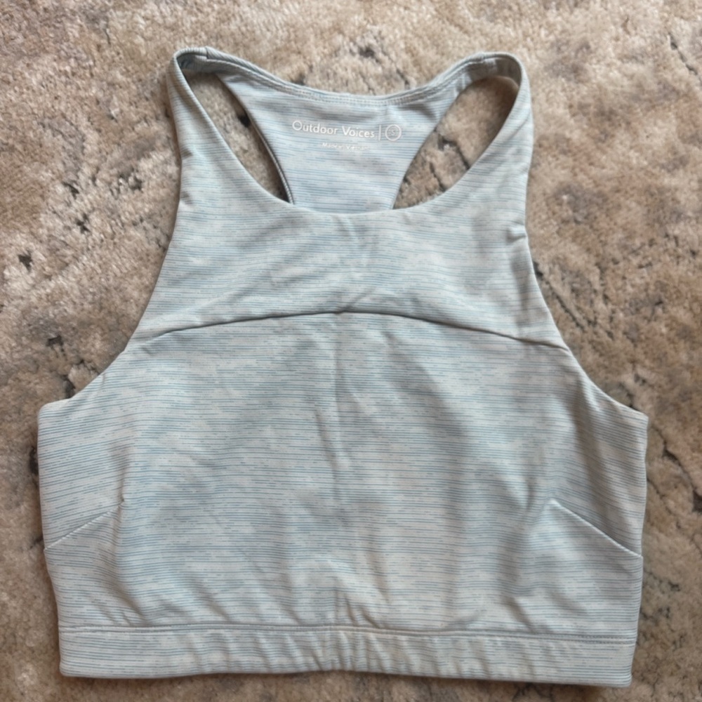 Outdoor Voices TechSweat Crop Top Sports Bra in Light Blue - Size S